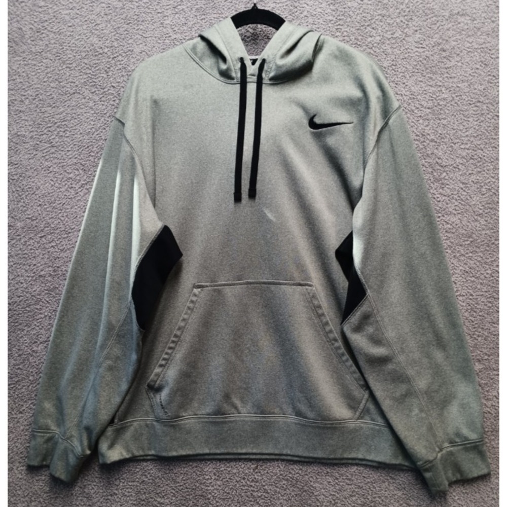 Nike Therma-FIT Pullover Hoodie Men's XL Gray Black Athletic Cozy